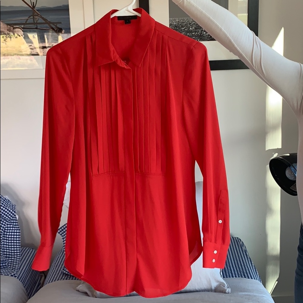 Jcrew Red Silk Blouse Size 4